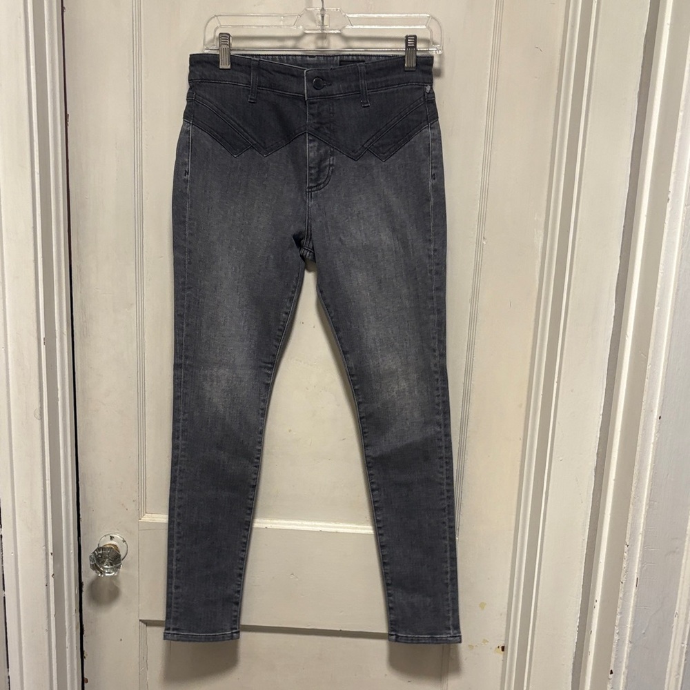 AG Adriano Goldschmied Chevron Farrah Hi-Rise Skinny Ankle Gray Tone Jeans 26
